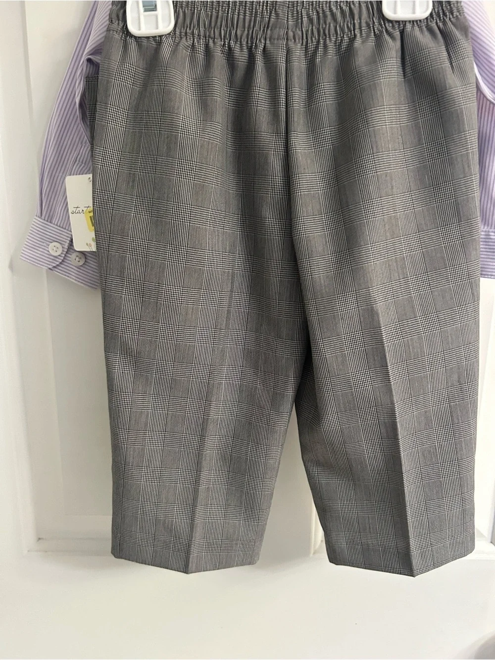 NWT-Starting Out Gray Plaid Vest & Pants Set with Lavender Shirt and Purple Tie